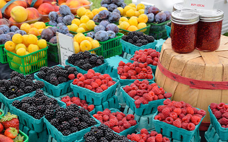 farmers market of colorful fruit on display